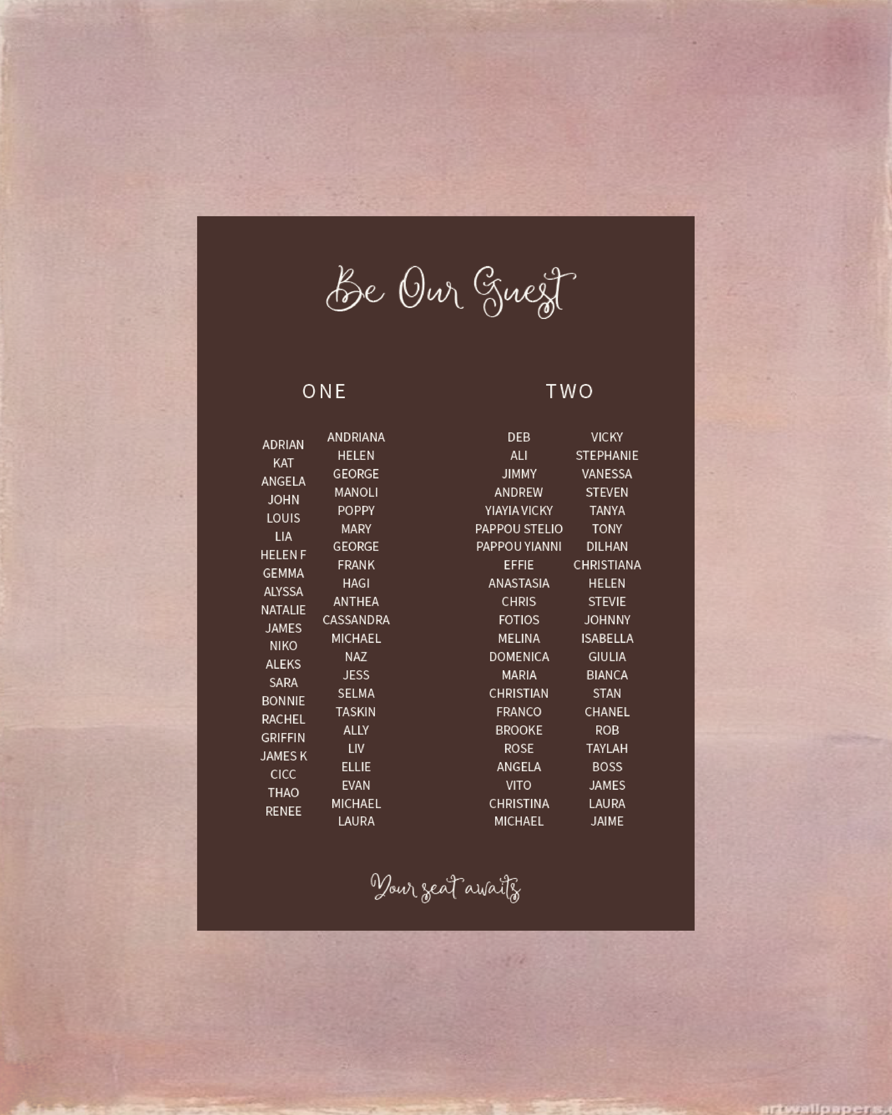 Sofia Seating Chart
